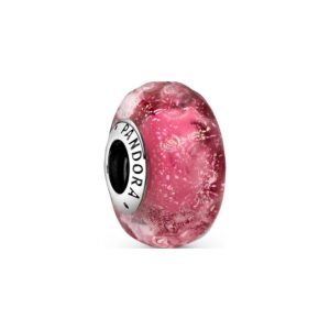 Pandora Charm Moments Wellenförmiges lachsfarbenes Murano-Glas 798872C00